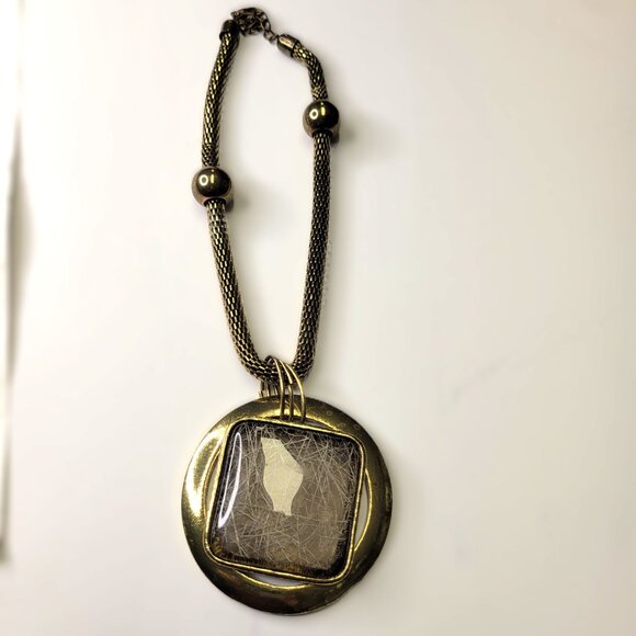 Vintage Chunky Choker Gold Tone Pendant Choker Bib Necklace - Picture 3 of 10